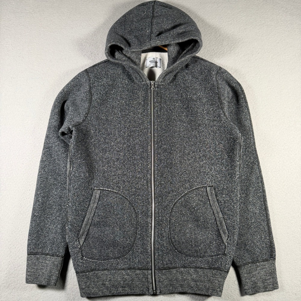Reigning Champ Gray Salt and Pepper Full Zip Hoodie Sweatshirt XL Made in Canada